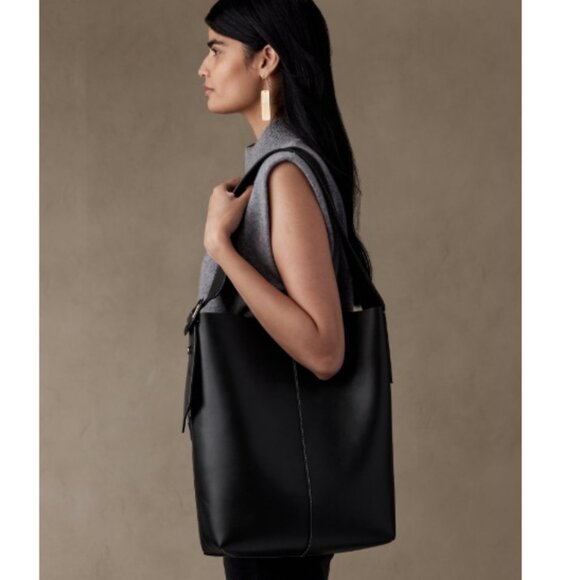 BANANA REPUBLIC VIDA BAG Black large leather slouchy bag excellent! - Picture 3 of 10